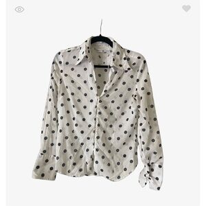 White Polka Dot Button-Up Shirt
